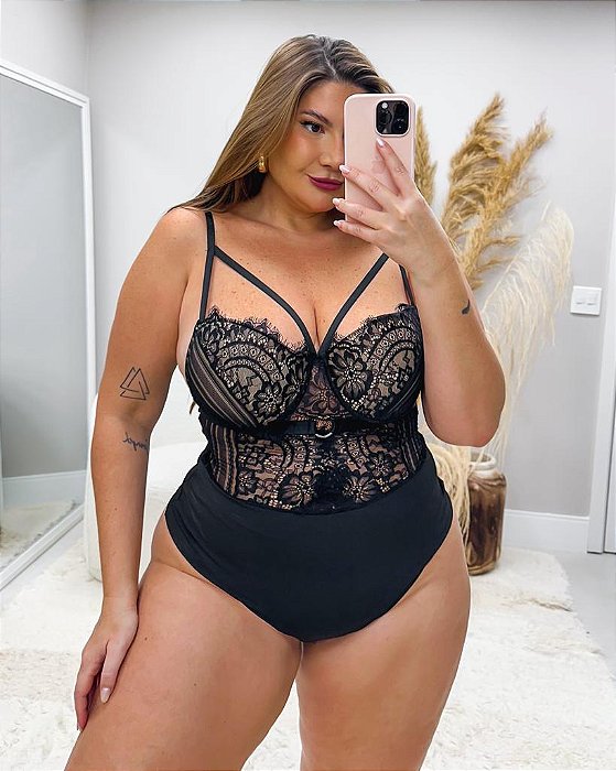 Body em rendo com viscolycra plus size - Camilly Plus Size