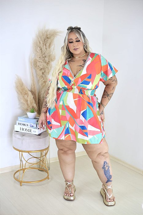 Biquíni Plus Size com Estampa de Folhagem