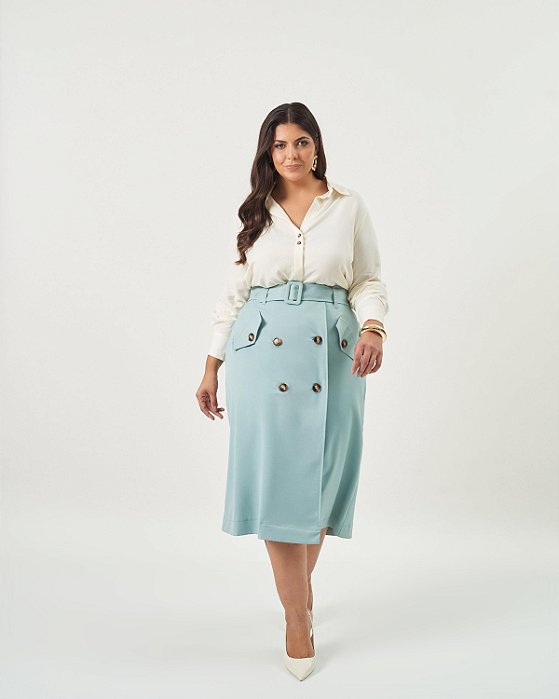 Saia essencial azul plus size