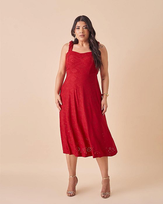 Vestido Sol Vermelho Plus Size