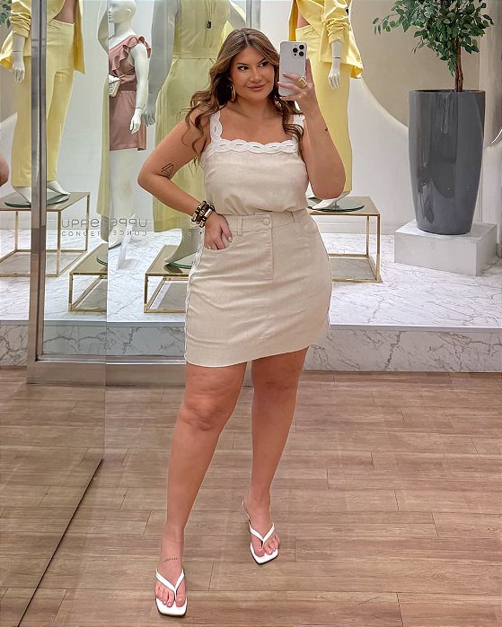 Conjunto em Linho Areia Plus Size
