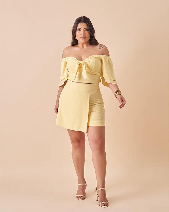 Conjunto Brisa de Verão Amarelo Plus Size