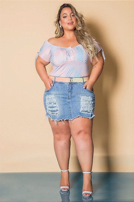 shorts saia jeans plus size