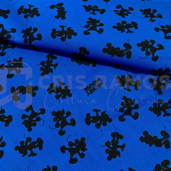 Tecido Mickey Silhueta Azul (50cm x 150cm)