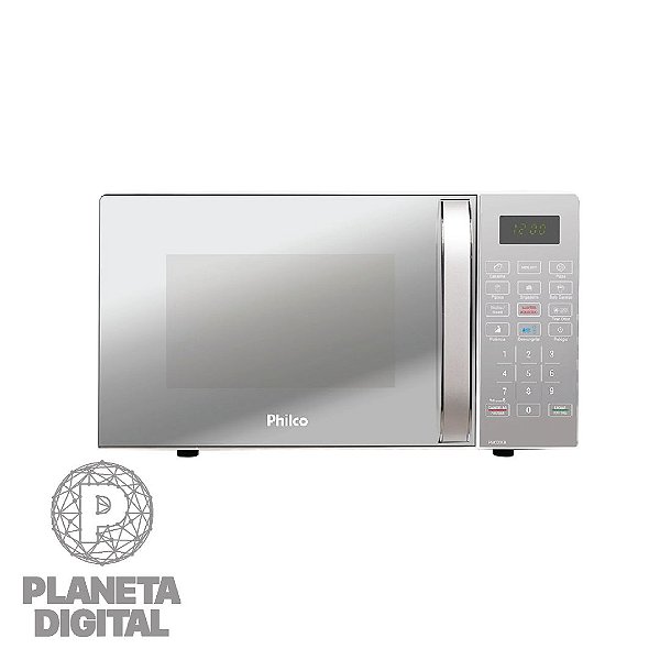 Micro-Ondas Branco Espelhado 20 litros Limpa Fácil 1100W - PHILCO