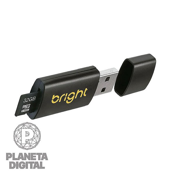 Pen Drive 2x1 32GB Preto 400 MB/s À prova d'Água Compatível com vários dispositivos - BRIGHT