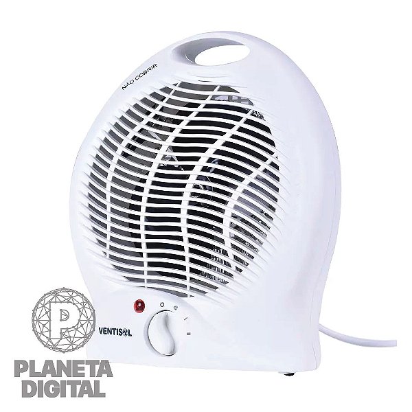 Aquecedor Elétrico Termoventilador 1500W Luz Indicadora 2 Velocidades e 1 Ventilação Alça para Transporte Seletor de Temperatura - VENTISOL