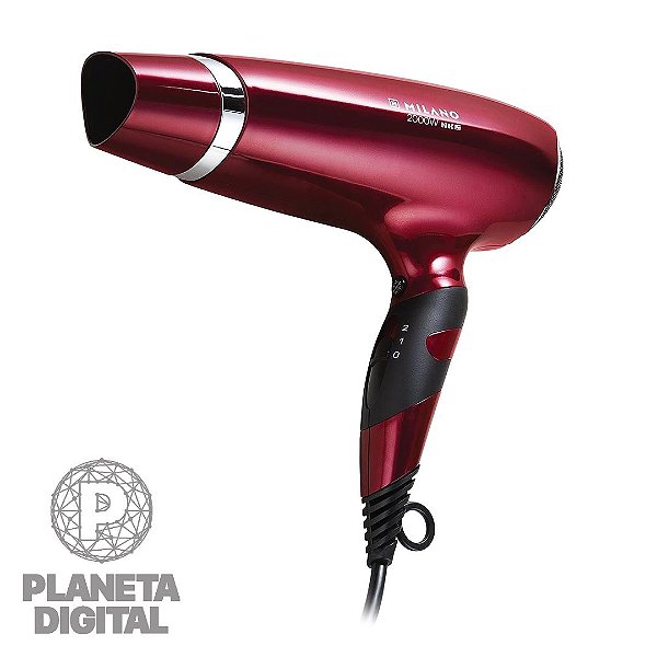 Secador de Cabelo 2000W/1900W Alça para Pendurar 2 Velocidades e Botão de Ar Frio - MILANO