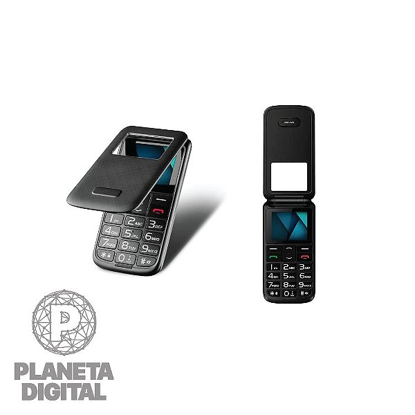 Celular Flip Vita Lite com Botão S.O.S Câmera Digital 1.77" Bluetooth Rádio  FM MP3 Player USB Lanterna Preto P9142 - MULTILASER - Loja Planeta Digital