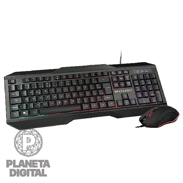 Kit Teclado e Mouse Gamer 7 Cores de LED 6 Botões USB 2.0 Preto TC239 - MULTILASER