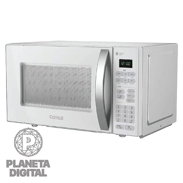 Micro-Ondas de Bancada 1100W/1200W Comando Cancelar 20 Litros de Capacidade Descongelamento Automático por Peso 10 Níveis de Potência Branco - CONSUL