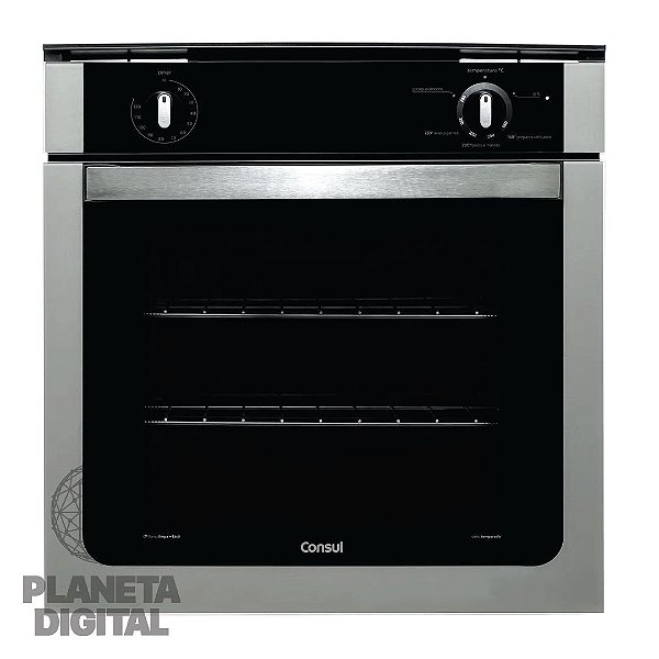 Forno a Gás de Embutir 1680W Autolimpante 78 Litros de Capacidade Acendimento Automático Timer Grill Prata - CONSUL