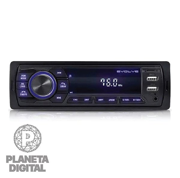 Rádio Automotivo 35W RMS Relógio Digital MP3 12V Bluetooth Preto P3349 - MULTI