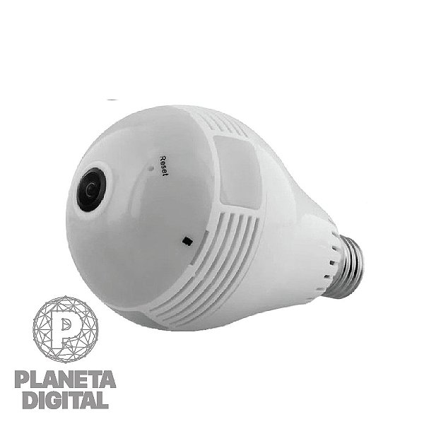 Câmera de Segurança Espiã 32GB com Microfone Integrado Visão Noturna Wi-Fi Campo de Visão de 360° Branco - VR CAM