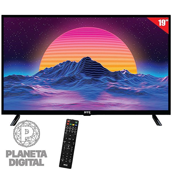 TV LED Tela 19" Widescreen 2x3W 1366x768 HD Com Controle Remoto ISDB-T Integrado Preto - HYE