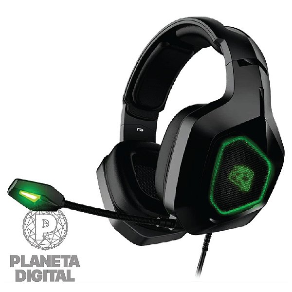 Headset Gamer Revange 60mW USB Iluminação LED Verde Super Leve e Confortável Isolamento de Ruídos HGRE71 - ELG