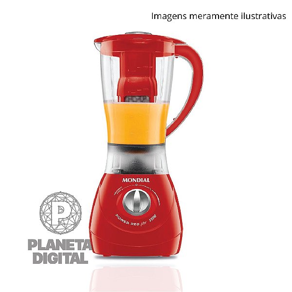 Liquidificador Power Red Filter 550W Capacidade de 1.9 Litros 2 Velocidades + Pulsar Alça com Capa Função Autolimpeza Vermelho L-77 - MONDIAL