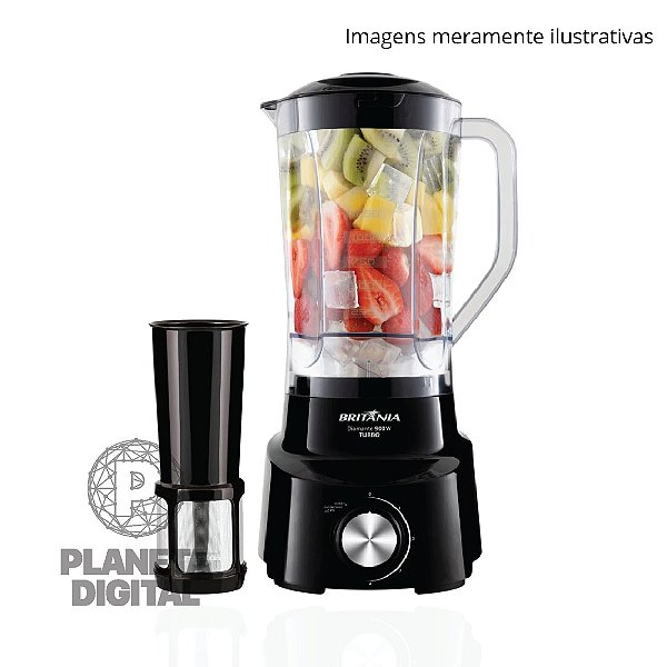 Liquidificador Turbo 800 Capacidade de 2.6 Litros 900W Pés Antiderrapantes 4 Velocidades + Função Pulsar Preto - BRITÂNIA