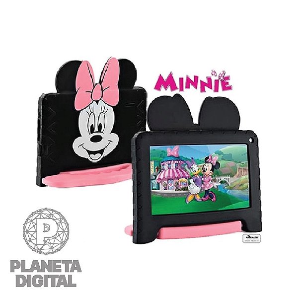 Tablet Minnie com Controle Parental Tela 7" LCD TN Android 11 GO Edition Wi-Fi Alto-Falante e Microfone Embutidos Bluetooth + Case de Silicone Exclusivo da Minnie NB368 - MULTI