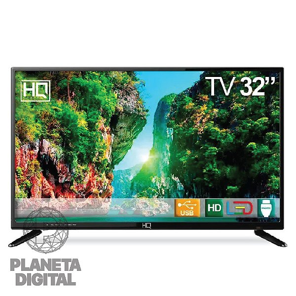 TV LED 32" Resolução de 1366x768 HD USB Alto-Falante de 10W HDMI 60Hz Bivolt Formato da Tela 16:9 Preto - HQ