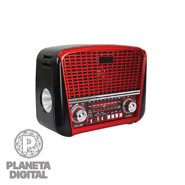 Rádio Retrô 3 Bandas de Rádio FM/AM/SW com Reprodutor USB/SD/TF Possui Lanterna e Antena RAD-8392 - ASTON