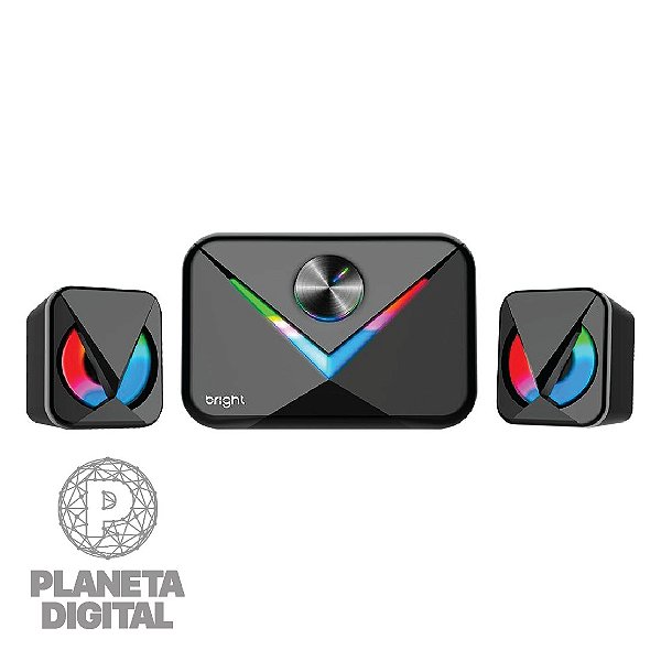 Caixa de Som Gamer Multimídia Speaker RGB LED Light 50W 6 Modos de Iluminação USB 5V CX004 - BRIGHT