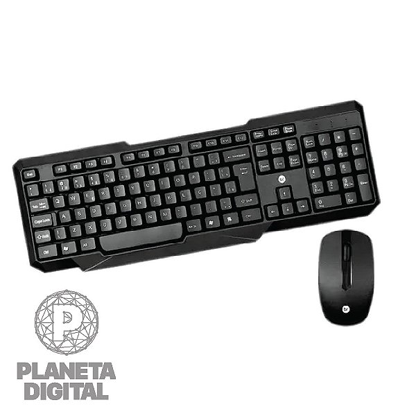 Kit Teclado + Mouse Multimídia Sem Fio 1000DPI Preto 0055 - BRIGHT