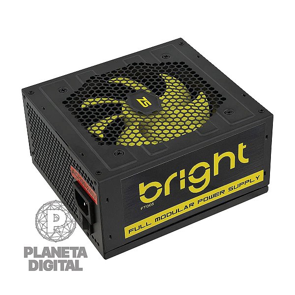 Fonte ATX Modula Automática 1000W Frequência de 47/63Hz Preto FT005 - BRIGHT