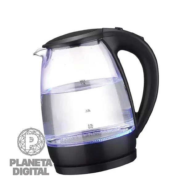 Chaleira Elétrica de Vidro 1500W Capacidade de 1.8 Litros Base Rotacional de 360°C Ferve em 5 Minutos Desligamento Automático GLS-66 - ELECTRO