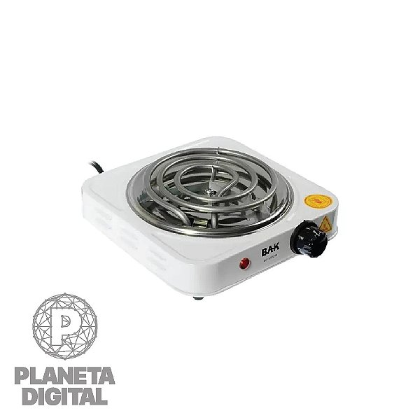 Fogão Elétrico de Mesa 1 Prato 1000W Portátil e Prático Aquecimento em Espiral Termostrato Regulador de Temperatura AD-C101 - BAK