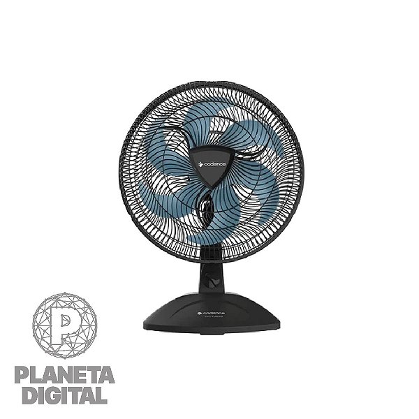 Ventilador de Mesa Eros Turbo 126W Base Antiderrapante 6 Pás Prático e Fácil de Limpar 3 Velocidades Design Nacional e Exclusivo Preto VTR409 [SEM CAIXA] - CADENCE