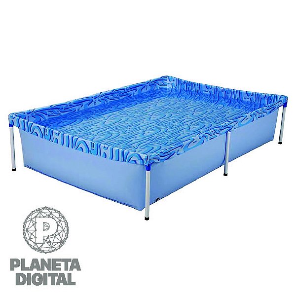 Piscina Infantil de Plástico Retangular com Capacidade de 1000L Material de Alumínio Azul - MOR