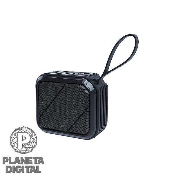 Caixa de Som Speaker Portátil 5W Bluetooth 5.0 Rádio FM Resistente a Água IPX6 Alcance de Até 10 metros 1200mAh Preto - BRIGHT