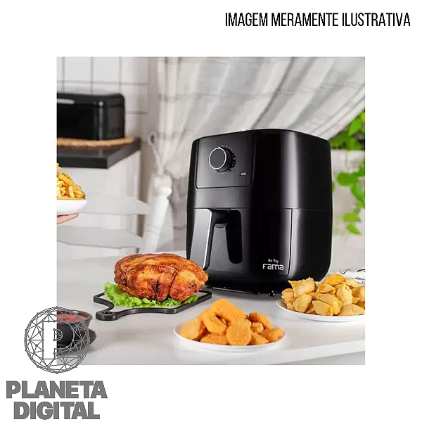 Air Fryer Elétrica Sem Óleo 1300W Capacidade: 3 Litros Timer de 60 minutos com Desligamento Automático Cesto Antiaderente e Removível Preto FFR27P - FAMA