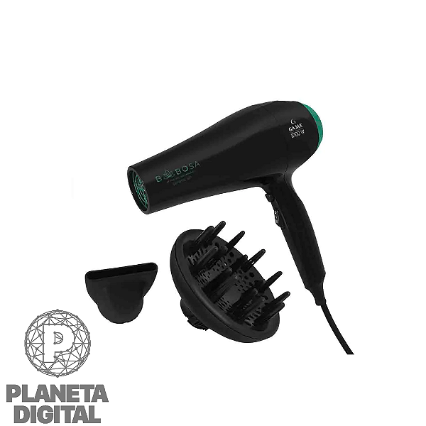 Secador de Cabelo Babosa Ceramic Íon 2100W 2 Velocidades e 3 Temperaturas Acompanha Difusor e Bico Direcionador Botão Jato de Ar Frio - GA.MA