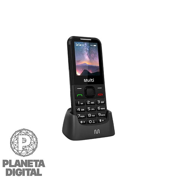 Celular Vita 4G com Base Carregadora Memória: 256MB RAM Dual Chip Teclas Grandes Botão SOS Bateria: 900mAh Preto P9225 - MULTILASER