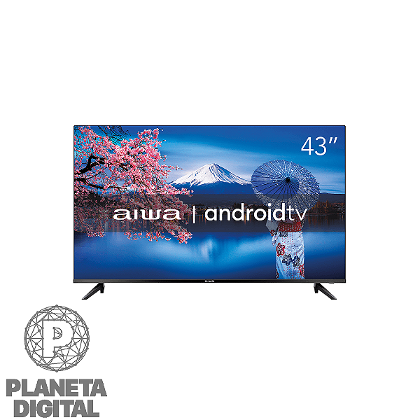 Smart TV 43" Android TV HD 8W+8W Borda Ultrafina HDR10 Dolby Áudio USB Controle por Comando de Voz HDMI Processador Quad Core Preto - AIWA
