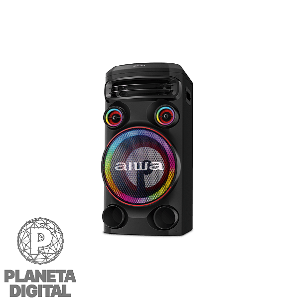 Torre de Som 1600W Luzes LED RGB 1 Woofer 10" Bluetooth Som de Alta Definição Rádio FM, USB, Efeitos DJ AWS-T1W-02 - AIWA