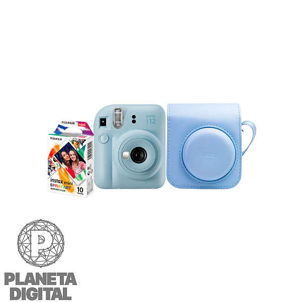 Kit Câmera Instax Mini 12 com Pack 10 Fotos e Bolsa para Transporte Pilhas AA - FUJIFILM