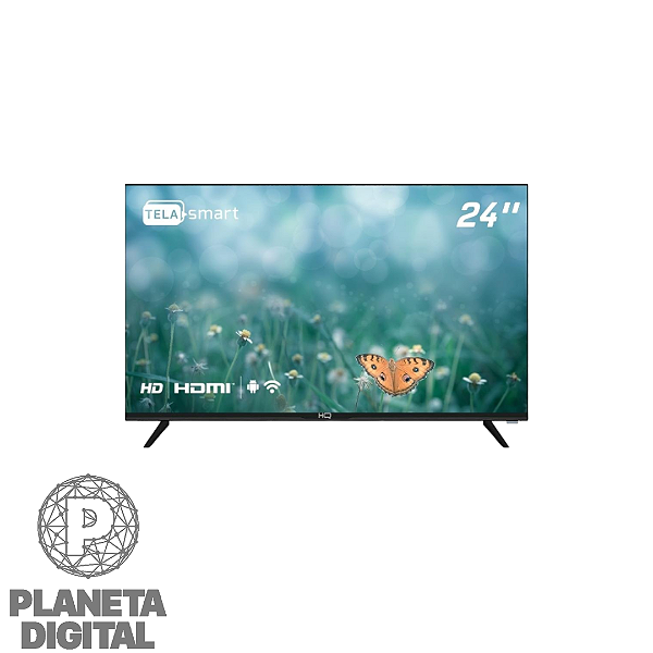 Smart TV 24" HD 10W RMS Android TV Wi-Fi, HDMI, USB Preto HQSTV24NP - HQ