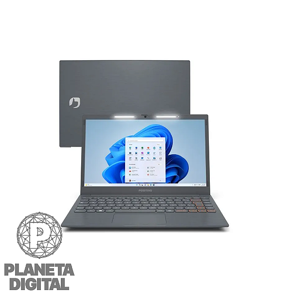 Notebook Vision C14 Intel Celeron Windows 11 Home 4GB 128GB eMMC WebCam com Lumina Bar Cinza C4128A-14 - POSITIVO