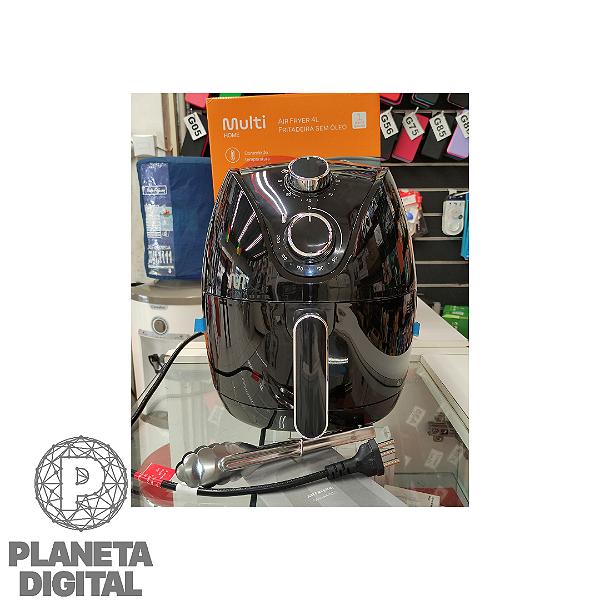 Air Fryer Black 4L 1.500W Controle de Temperatura: até 200°C Timer de 60 minutos Desligamento Automático - MULTI