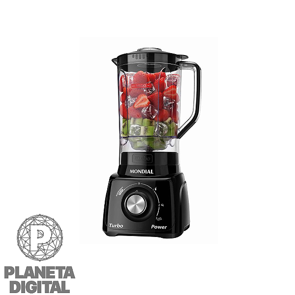 Liquidificador Turbo Power 550W Capacidade: 2,2L Função Autolimpeza 3 Velocidades+Pulsar Tampa com Copo Dosador L-99-FB - MONDIAL