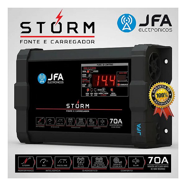 Fonte Carregador Automotiva 70a Storm Bivolt Jfa Som Automotivo 70 Amperes Cca Sci Smart