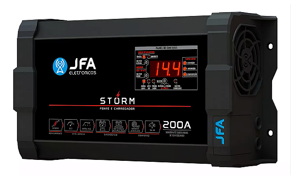 Fonte E Carregador Bateria Bivolt JFA Storm 200A Digital Cca