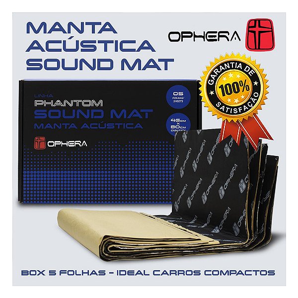 Kit 5 Manta Acústica Sound Mat Ophera Isolamento Acústico Automotivo Som de Qualidade Hi-End