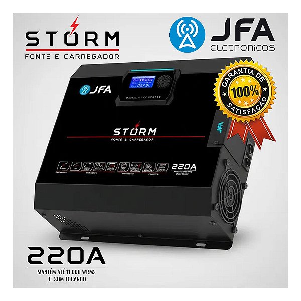 Fonte Carregador Automotiva 220a Storm Bivolt Jfa Som Automotivo 220 Amperes Cca Sci Smart