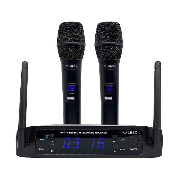 Microfone Duplo Sem Fio Ls916 32 Frequencias Recarregável