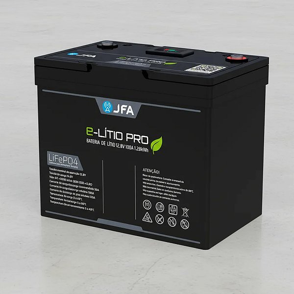 Bateria De Lítio 100a 12v 1,28kw Jfa Lifepo4 Com Placa Bms