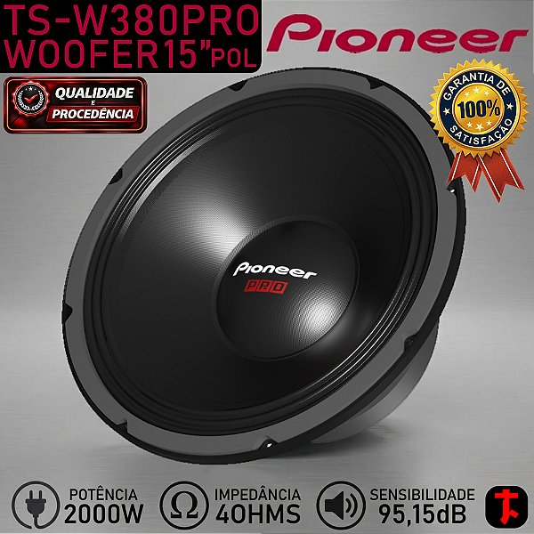 Alto Faltante Pioneer Woofer TS-W380PRO 15" Polegadas 2000w 4Ohms Caixa Bob Caixa Trio Som Pancadão Paredão
